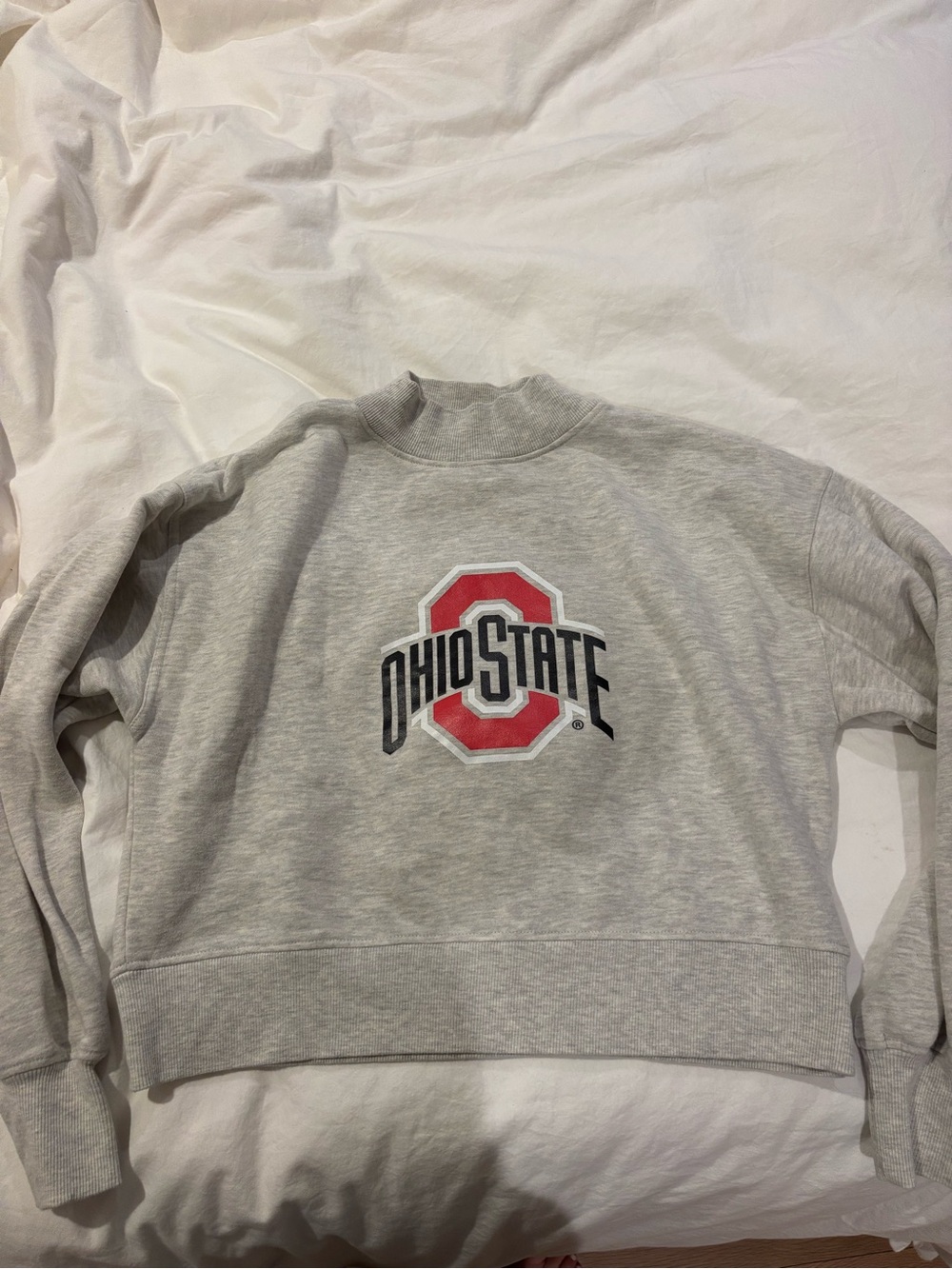 Ohio State Grey Crewneck Sweatshirt with Red Logo